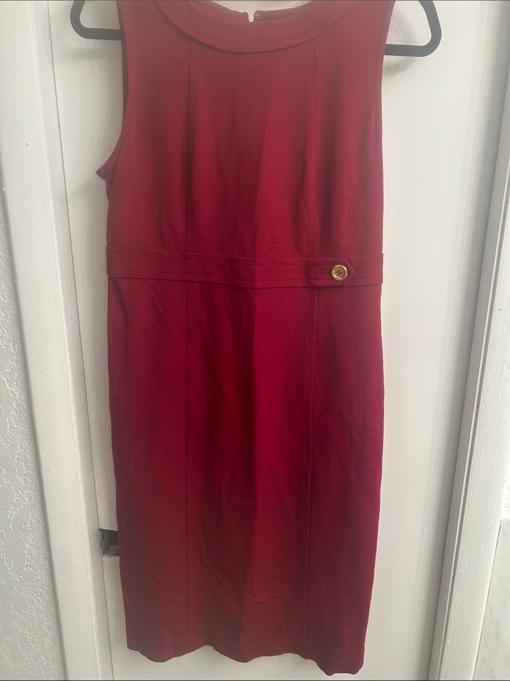 Talbots Sleeveless Red Midi Sheath Dress